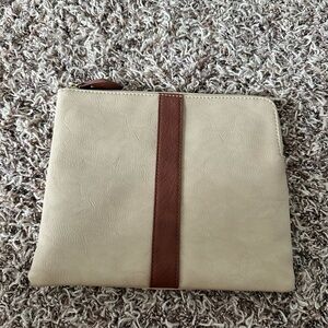 Elegant Cream and Brown Clutch